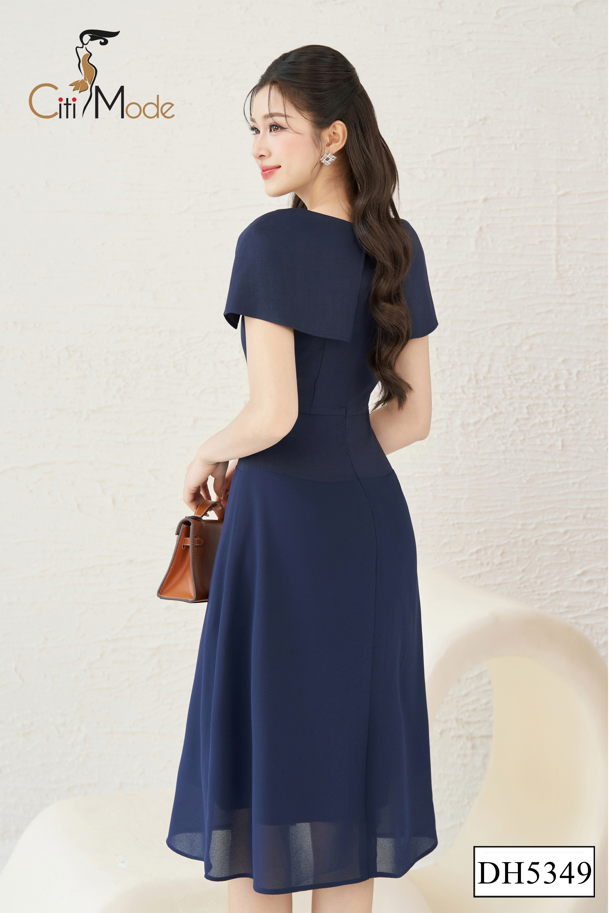 Đầm xòe xanh than tay ngắn_thumbnail_2