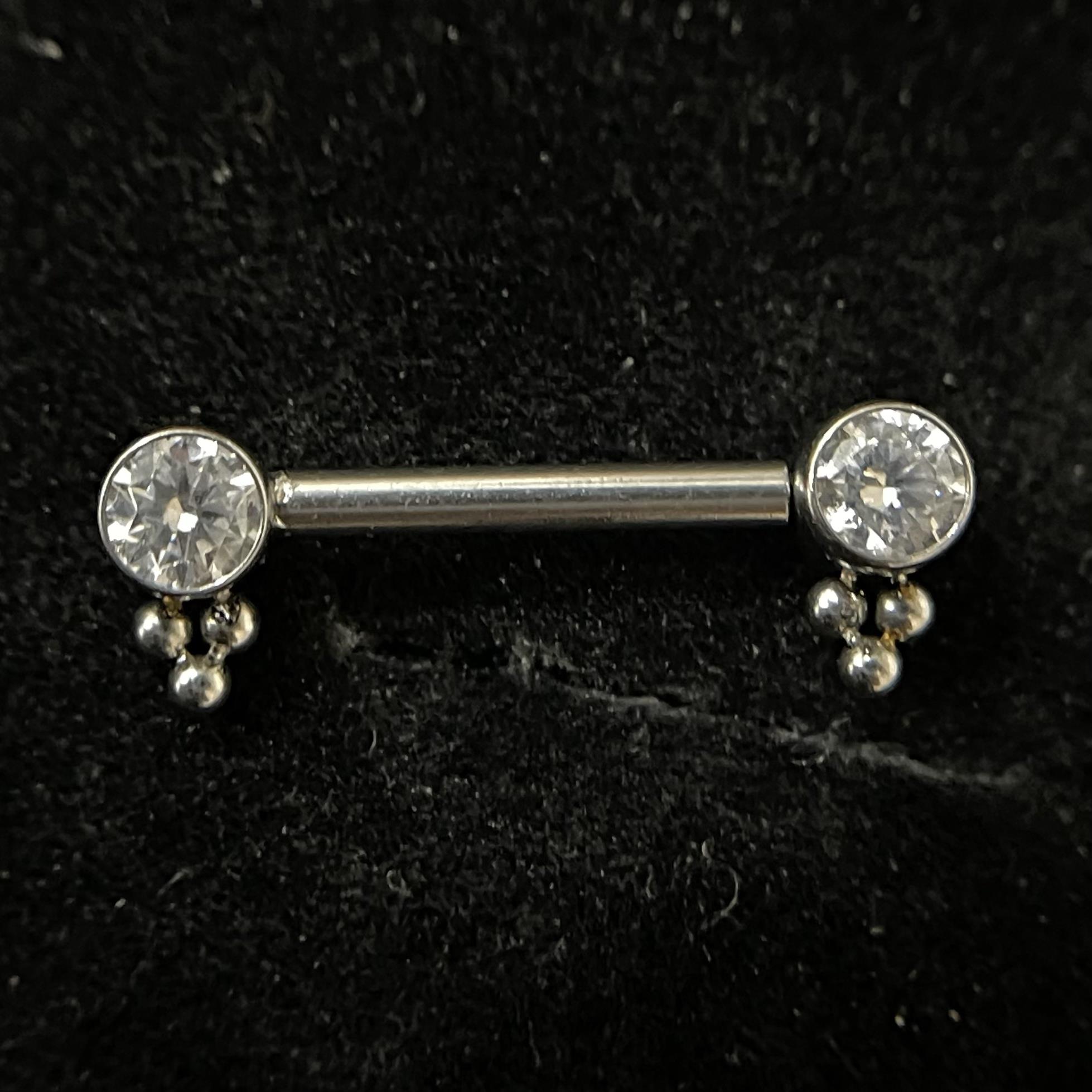 khuyên ti titan chùm ba viên bi tam giác thân 12