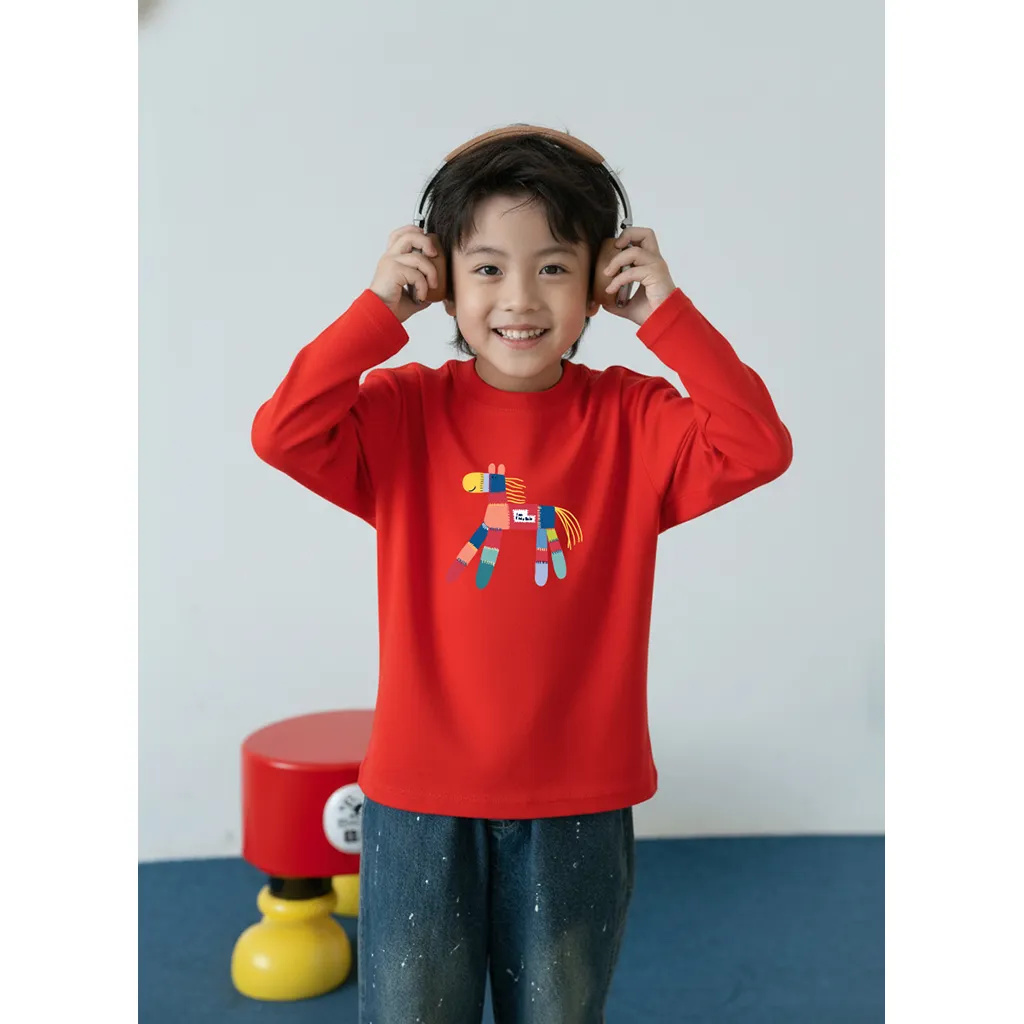 Áo thun bé trai tay dài form rộng Kado vải dày dặn giữ ấm hình ngựa 2982_thumbnail_3
