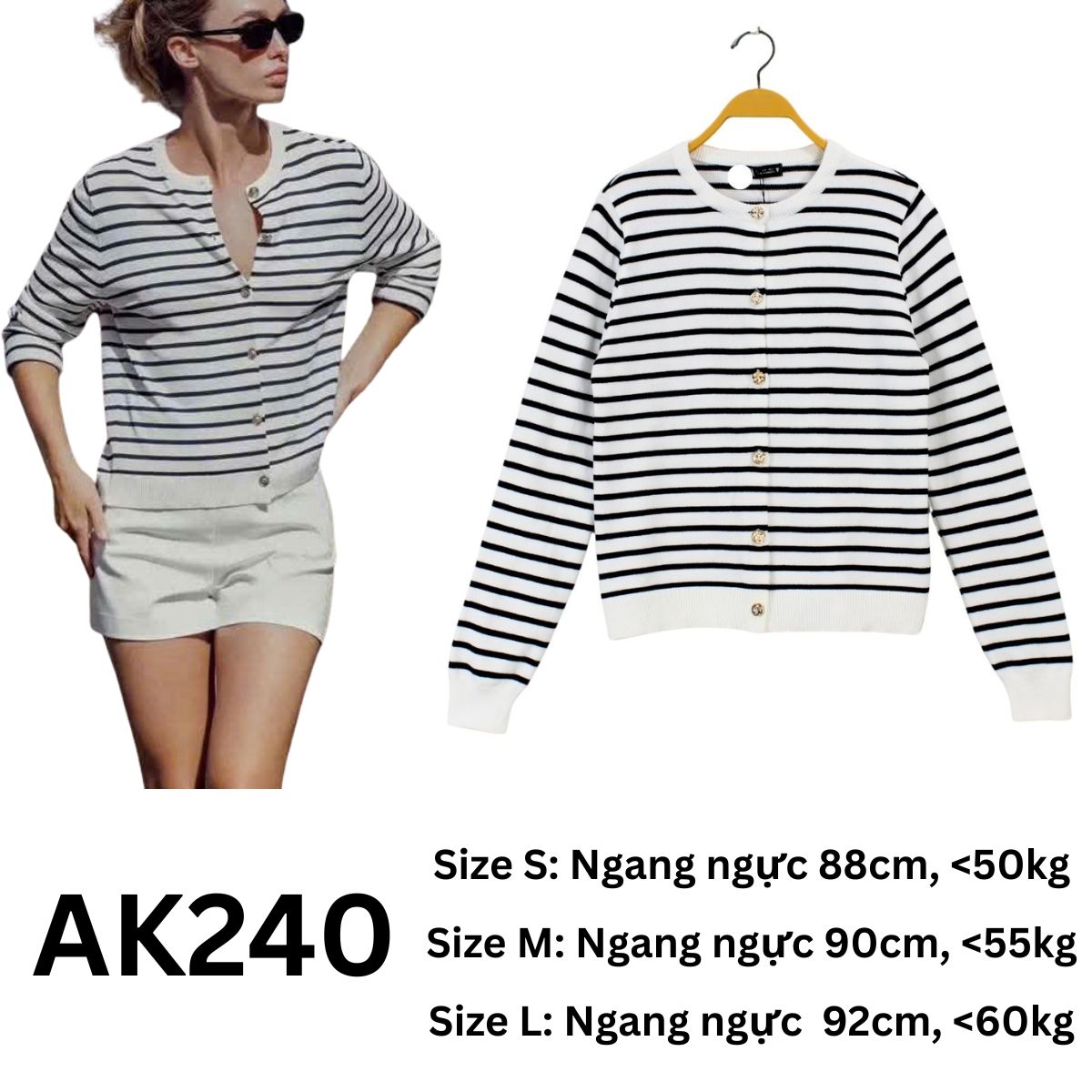 AK240 Áo khoác len kẻ