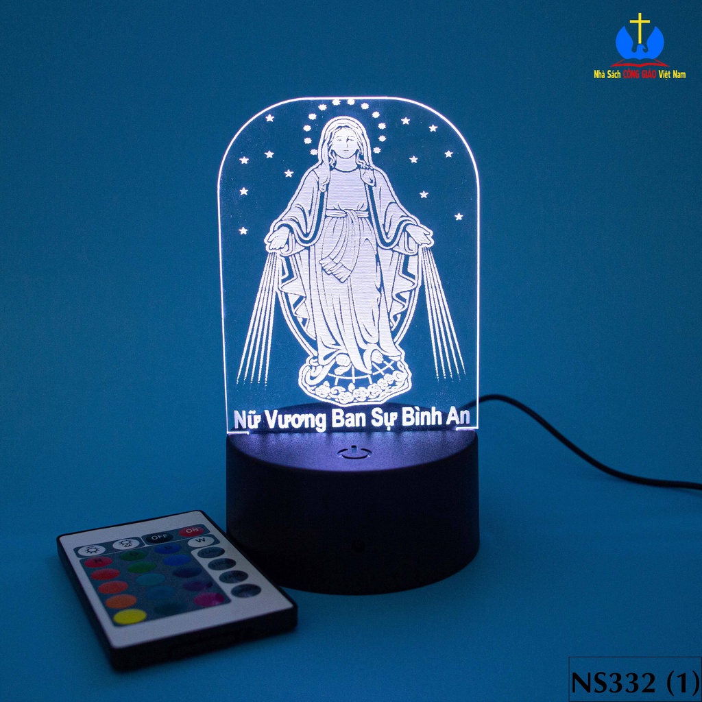 Đèn Led 3D nhiều màu để bàn mẫu Đức Mẹ Ban Ơn Maria khắc tên theo yêu cầu trang trí phòng, xe, quà tặng Công Giáo NS332_thumbnail_0