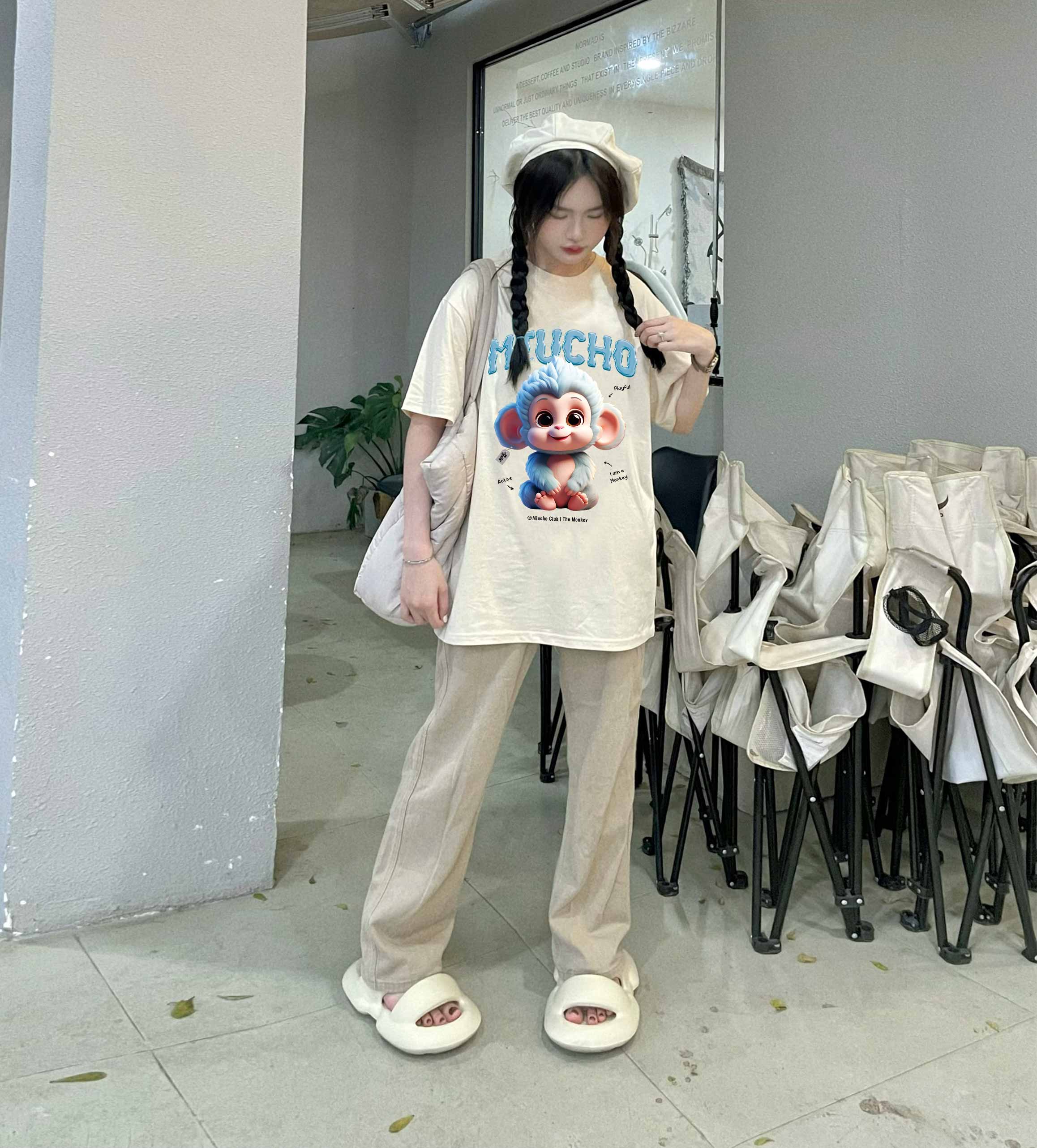 Áo thun form rộng 12 con giáp tuổi Thân (tuổi khỉ) ATD1243 Miucho tay ngắn cổ tròn in mix_thumbnail_5