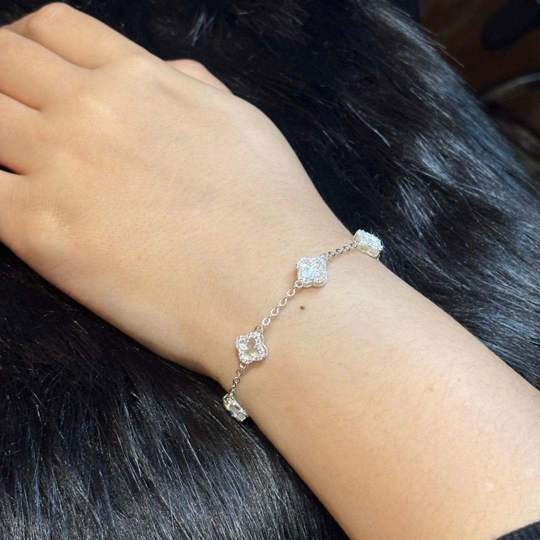 Vòng tay bạc xi kim Vancleef trắng xà cừ_thumbnail_2