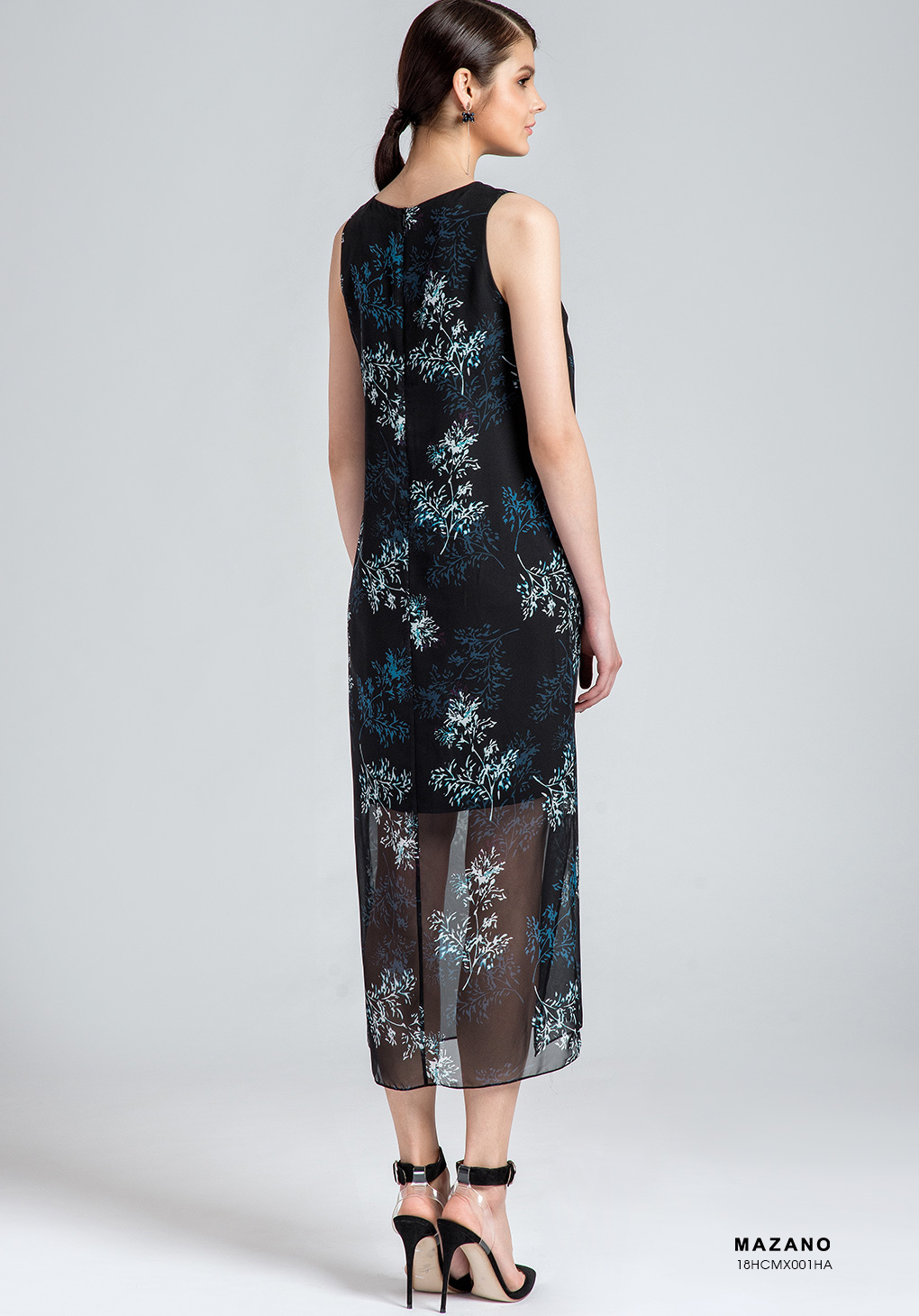 Đầm Maxi vải voan màu xanh hoạ tiết cách điệu_thumbnail_2