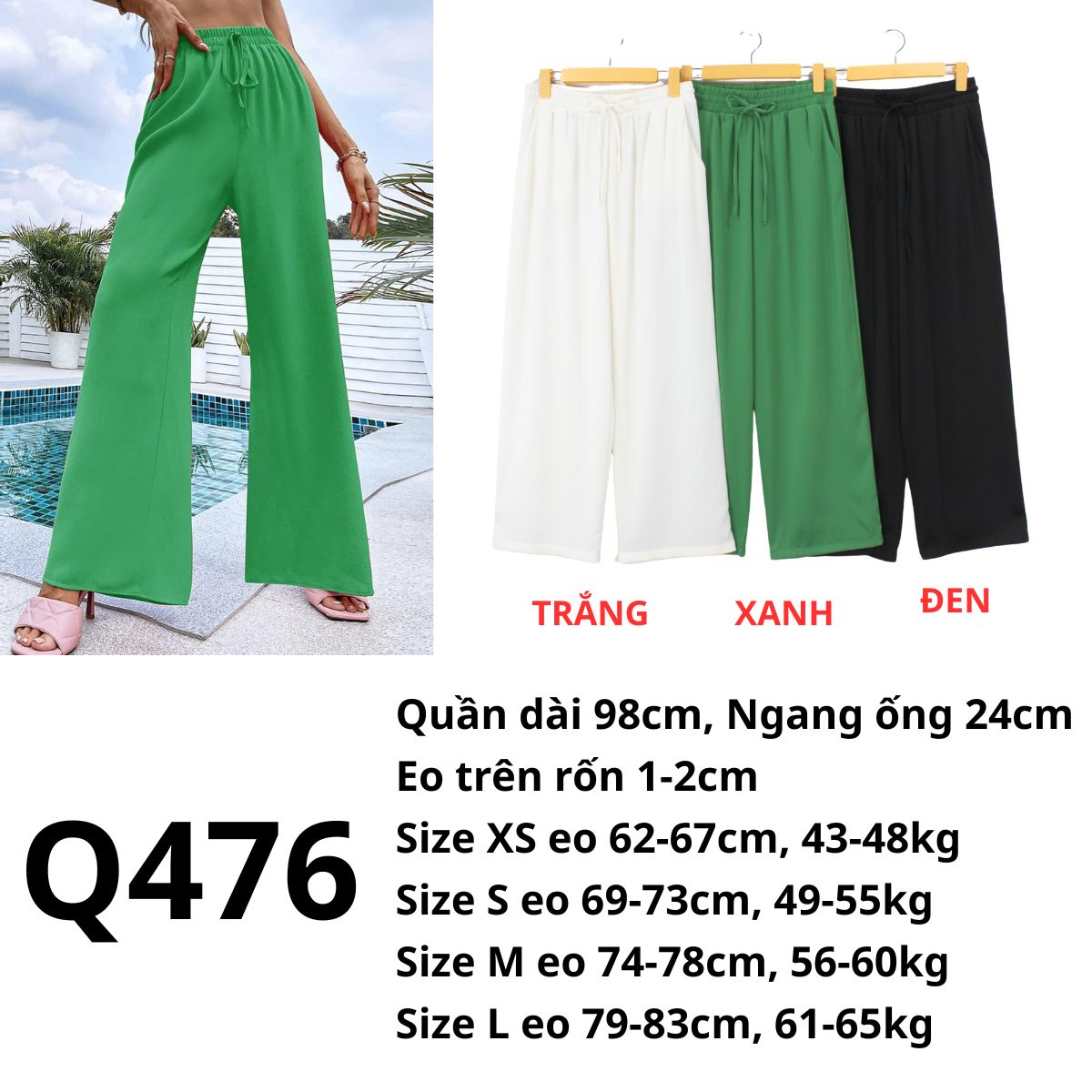 Q476 Quần lụa suông