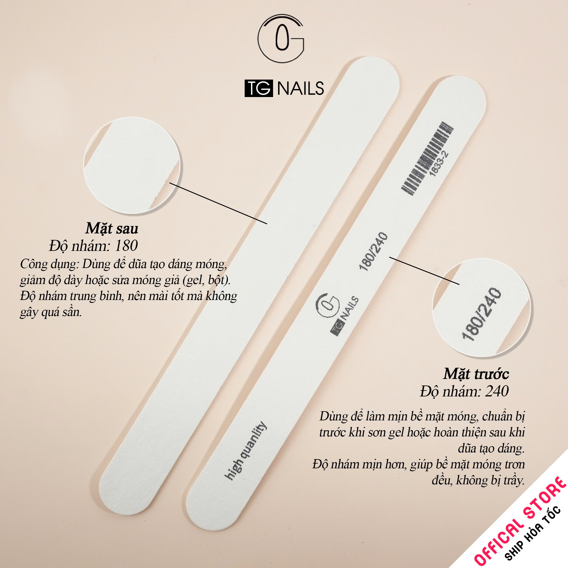 Dụng cụ dũa mài móng tay chân  kt(17.8*1.9)cm(+/-10%), nhãn hiệu TG.