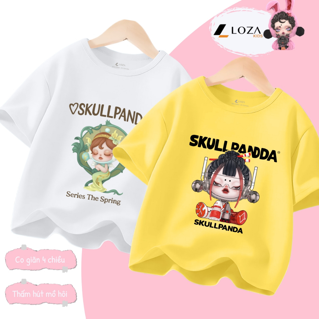 Áo thun bé gái in hình BST SKULLPANDA Hot trend - Loza Kids AT006_thumbnail_1