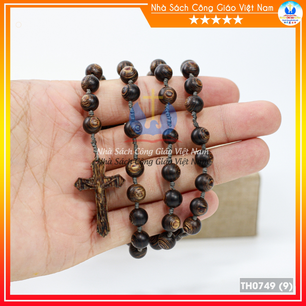 Chuôi Mân Côi 50 trầm hương 6ly TH0749- Tràng hạt gỗ trầm sánh chìm - Quà tặng Công Giáo_thumbnail_2