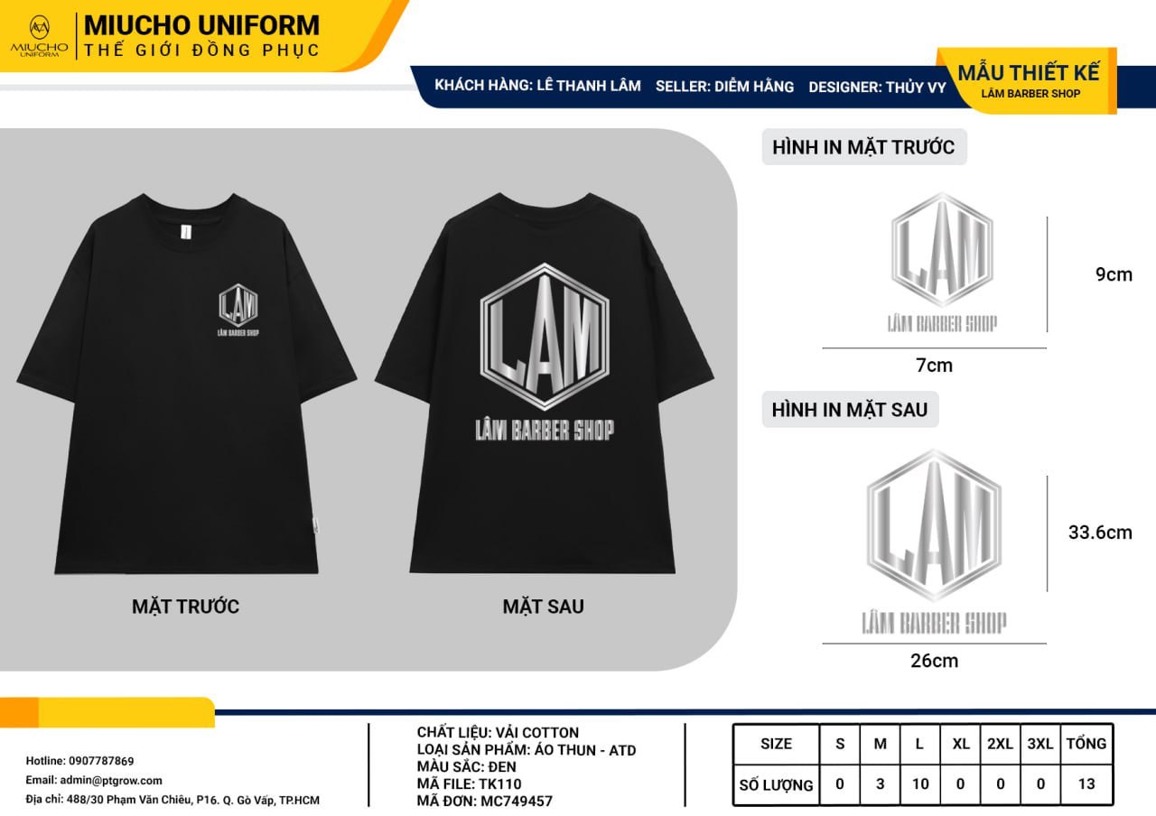 Áo thun thiết kế như yêu cầu TK110