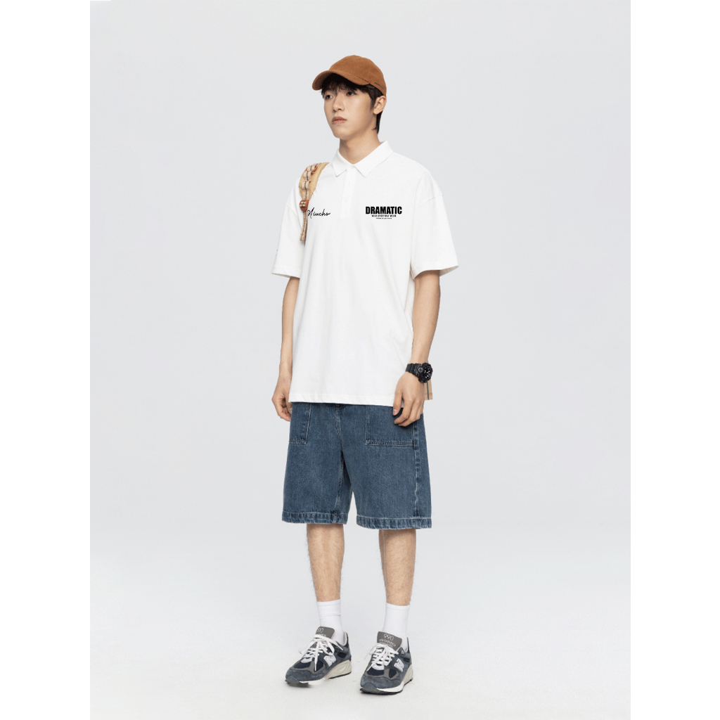 Áo polo nam form rộng PLD287 Miucho Man cotton cổ trụ in typography_thumbnail_3