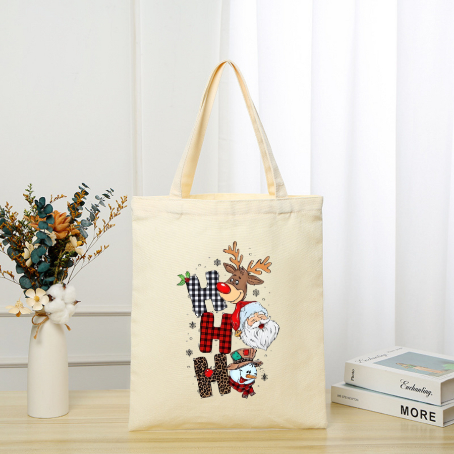 Túi vải canvas hình ông già Noel và người tuyết, có khoá kéo và ngăn phụ - 𝐖𝐞 𝐓𝐞𝐞 TOTE06_thumbnail_18