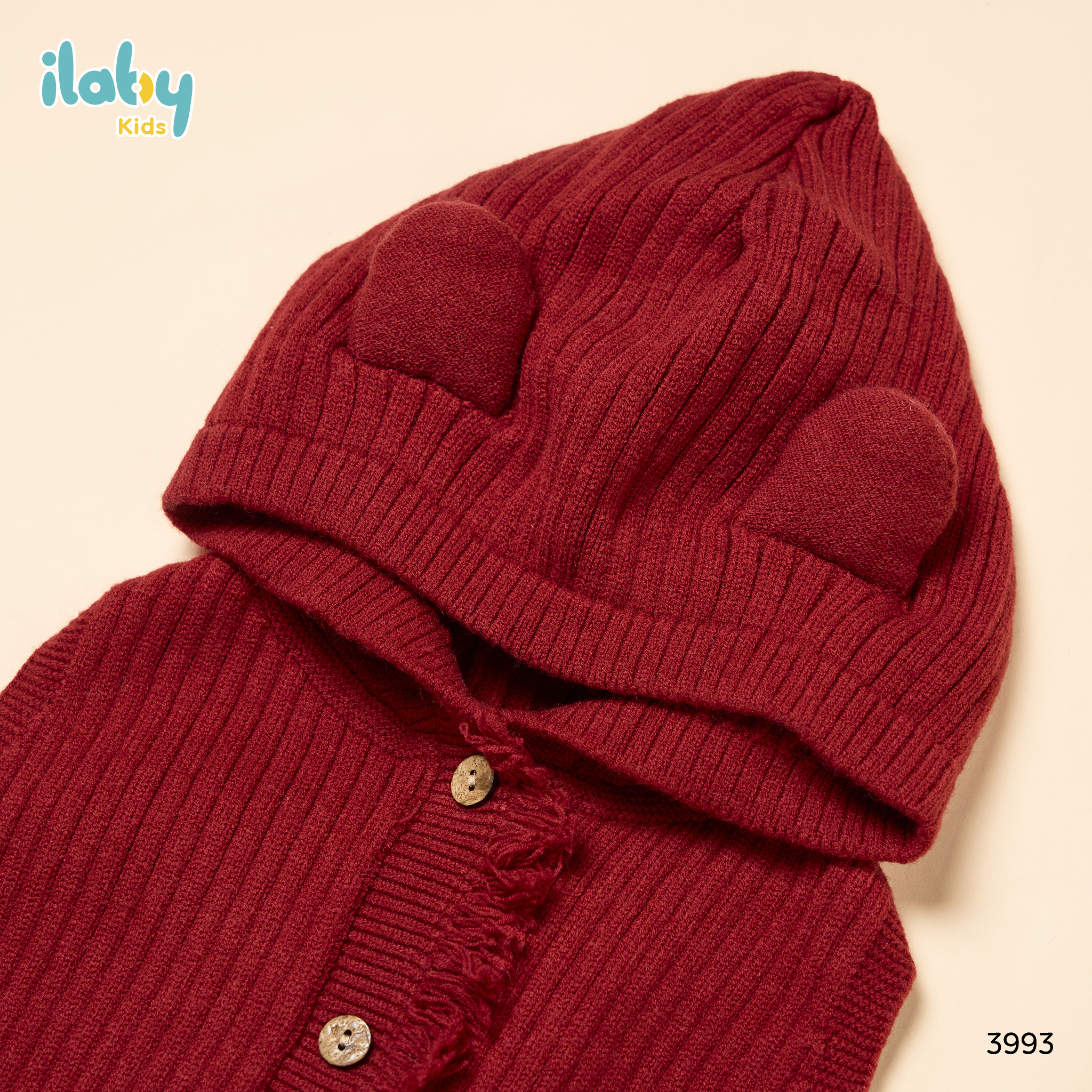 Áo len tai thỏ cài khuy thân trước