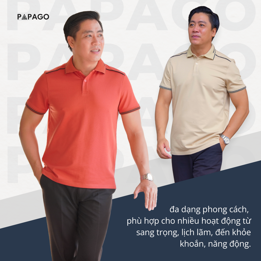 Áo polo cao cấp PAPAGO nam Trung niên vải cotton kim cương form rộng - P25PLCT003_thumbnail_8