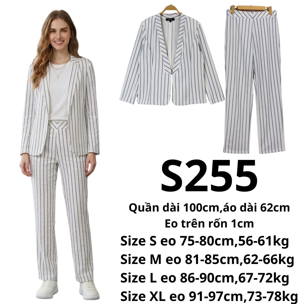 S255- Bộ vest sọc