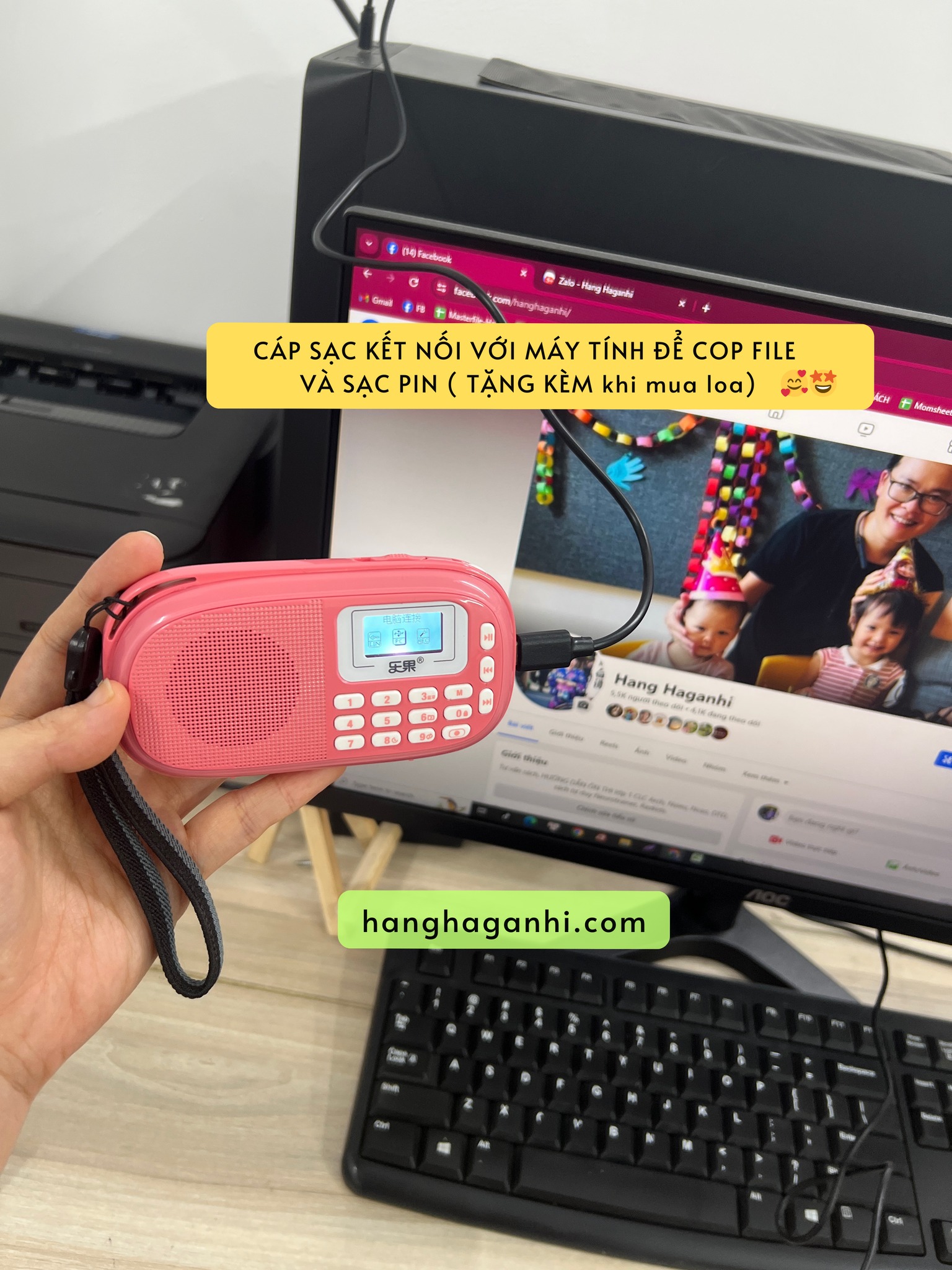 Loa Nogo Q15 hồng kèm thẻ nhớ 16GB, file nghe cho bé_thumbnail_1
