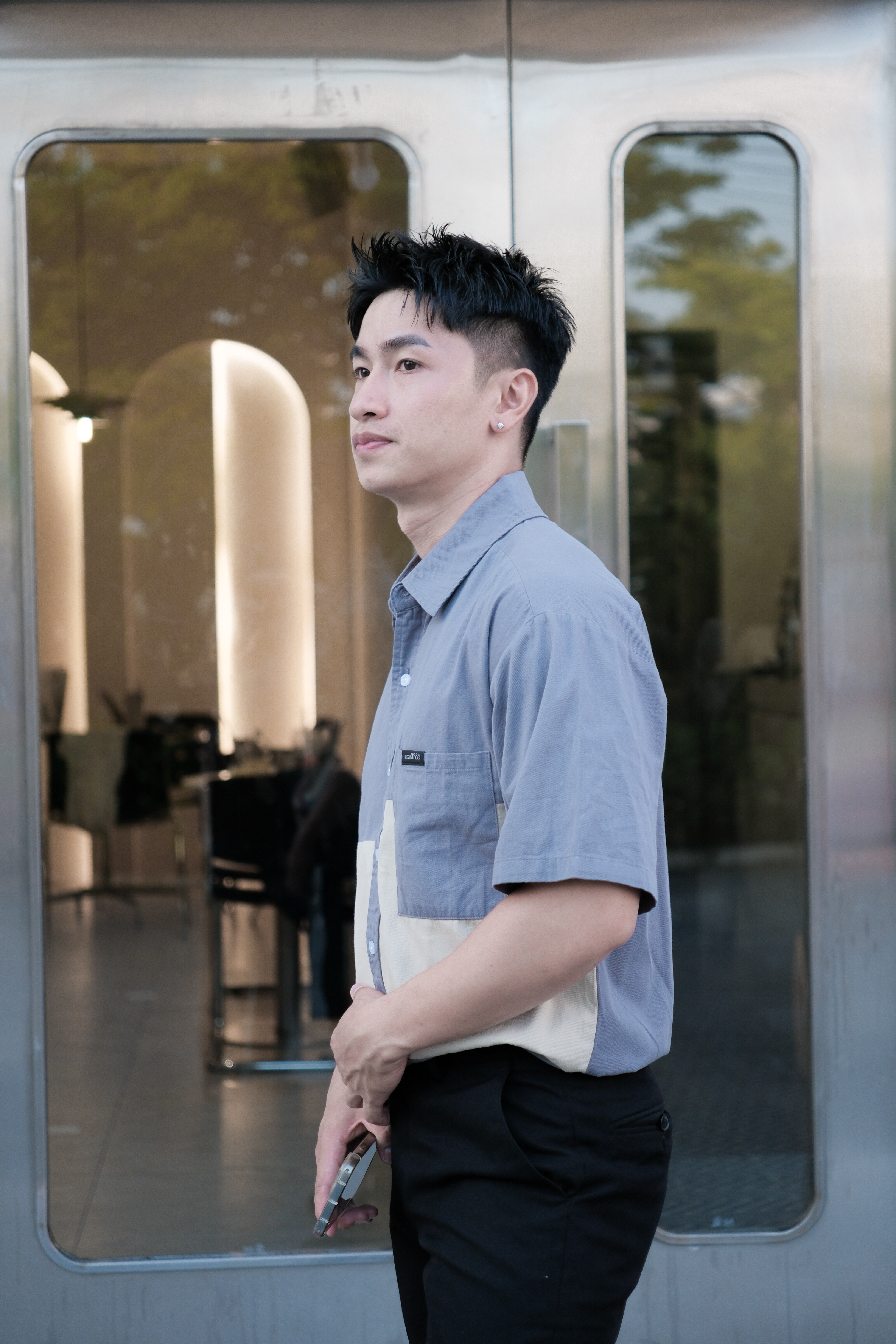 SA35 - Áo Sơ Mi Nam Tay Ngắn Phong Cách Nhật Bản, Chất Liệu Bông 100%, Thiết Kế Phối Màu Trẻ Trung_thumbnail_11