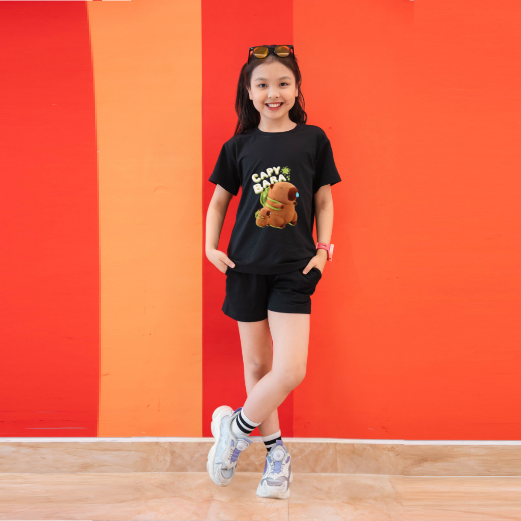 Bộ đồ bé gái in hình Capybara đeo cặp - Loza Kids BD007_thumbnail_0