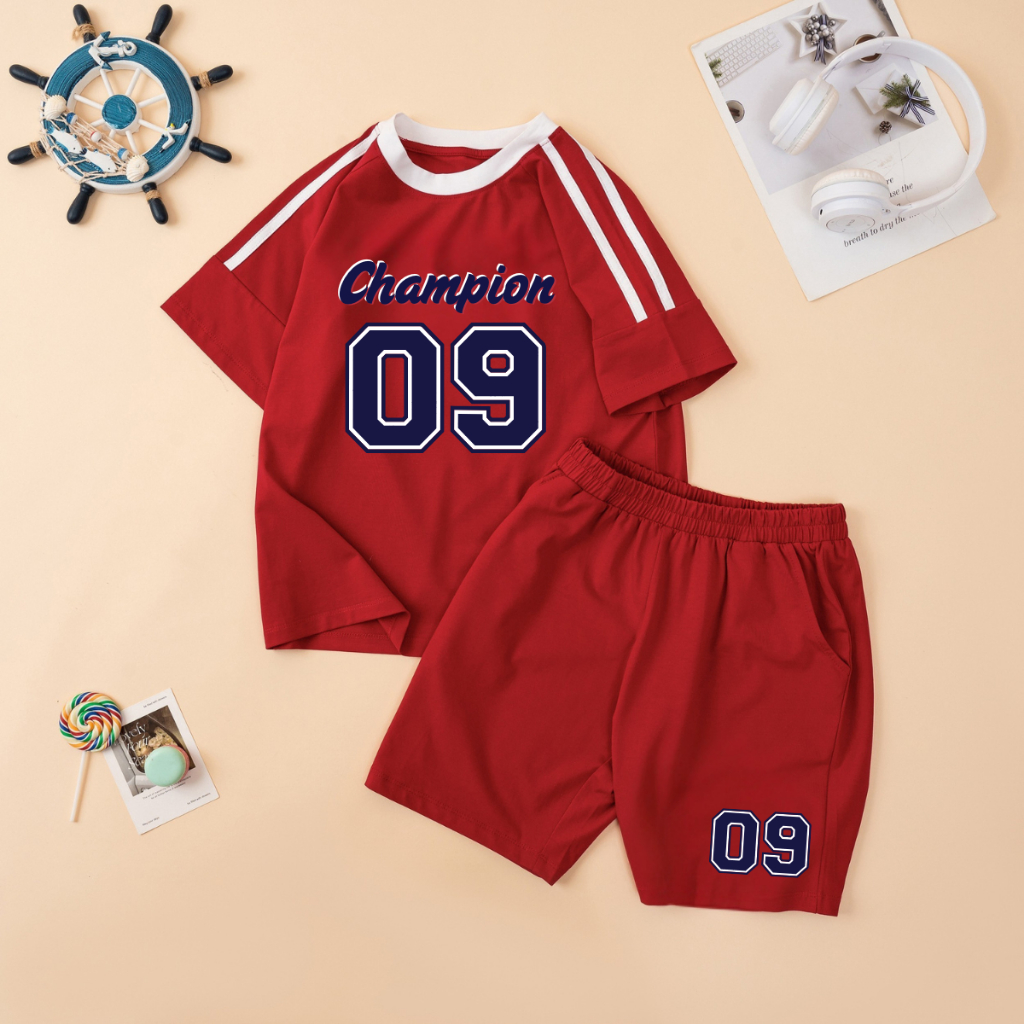 Đồ bộ bé trai, bé gái phối viền hình CHAMPION - Loza Kids BF615