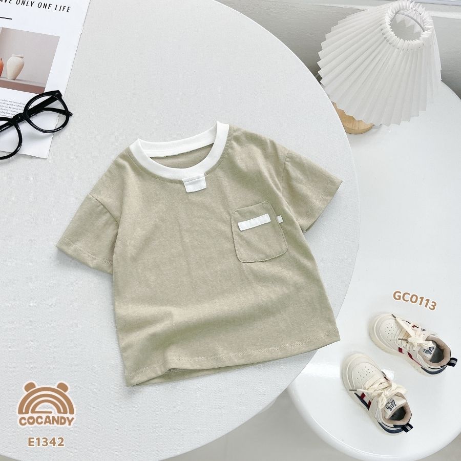 Áo cộc cotton XANH RÊU túi ốp kiểu_thumbnail_2