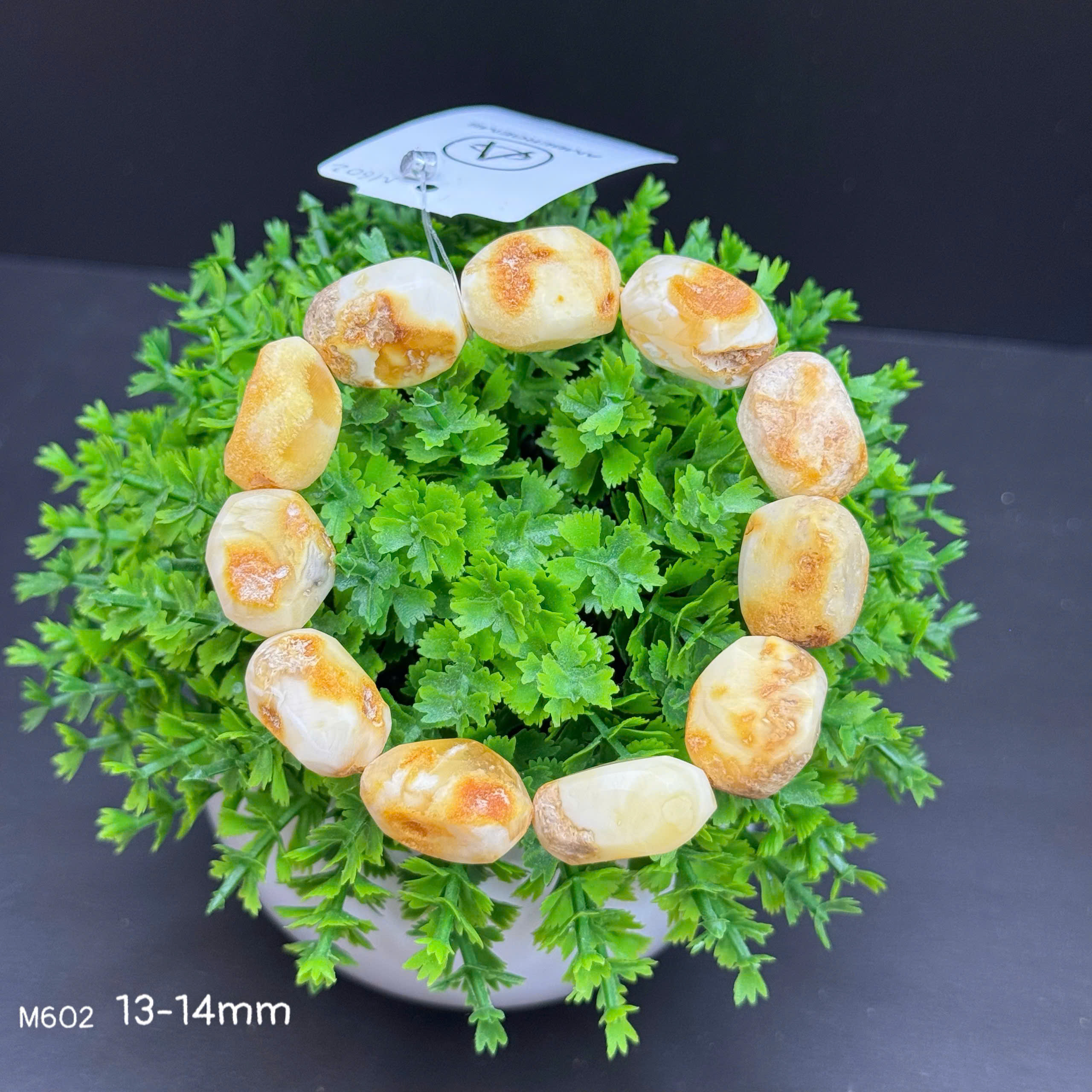 Lắc Tay Hổ Phách Bạch Thô - M602