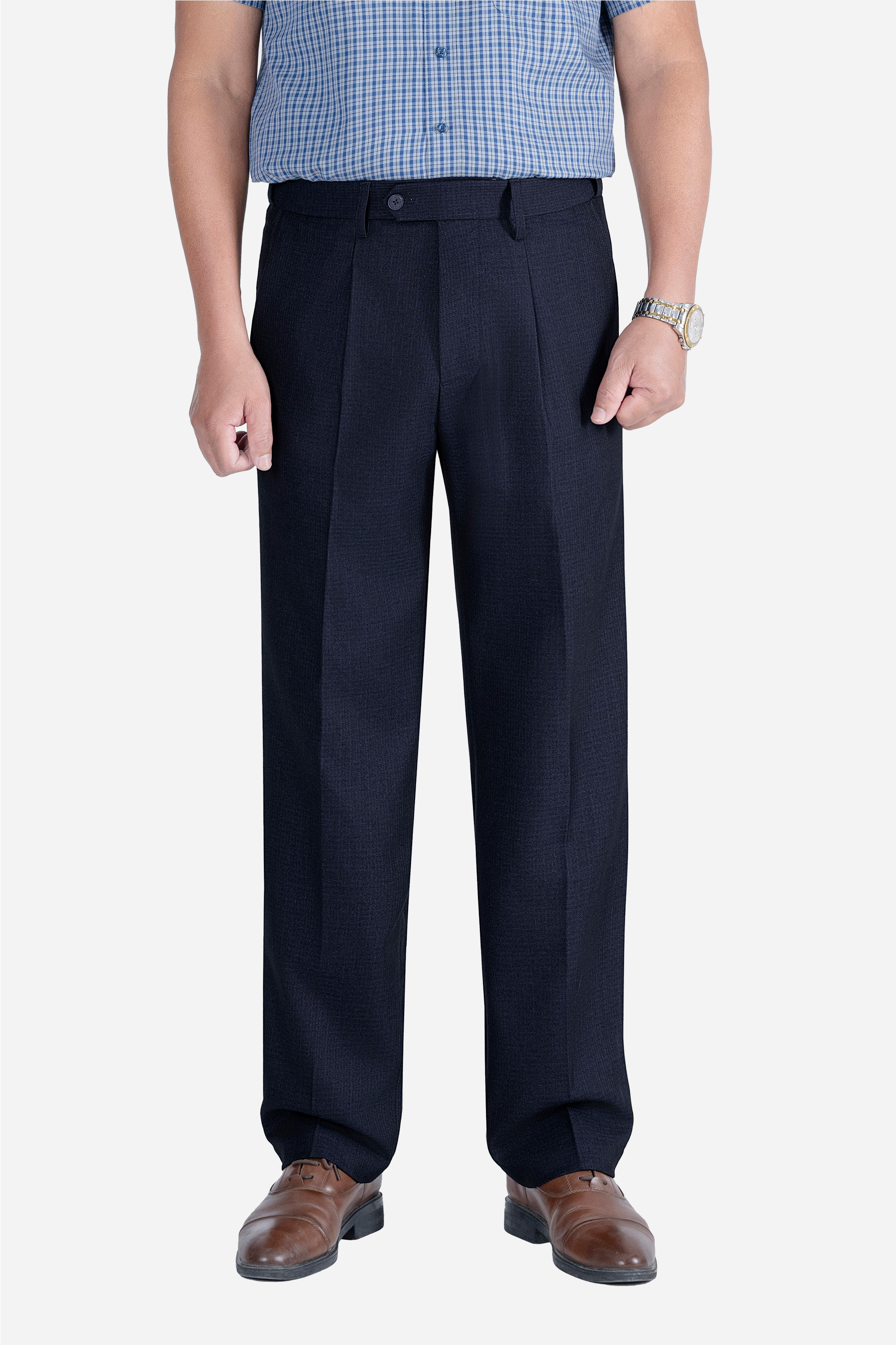 Quần Âu 1 Li Cạp Chun Ẩn Nam Trung Niên ANCHI Chất Liệu Cotton Viscose Cao Cấp Màu Xanh Than