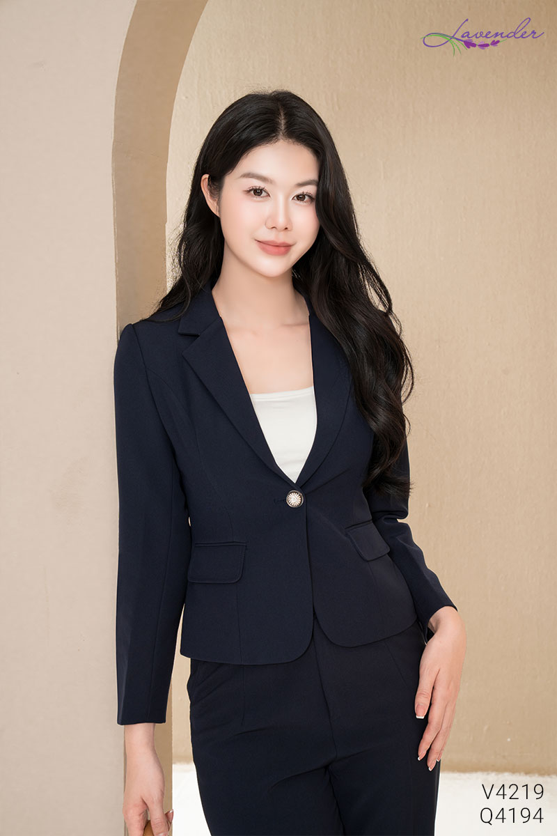 Áo vest dáng vừa 1 cúc nắp túi gập V4219