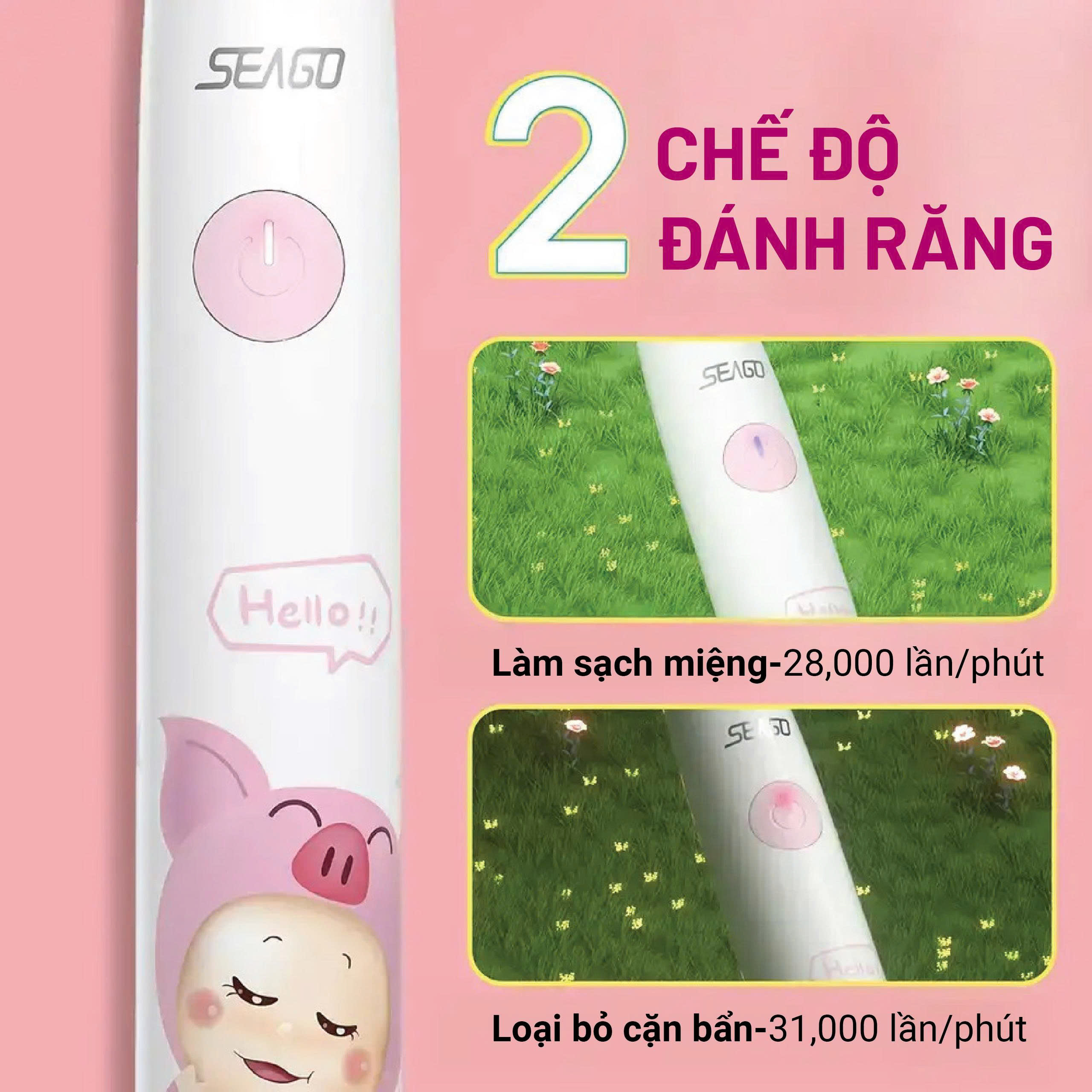 Bàn chải điện trẻ em Seago Hồng - SG-567-PINK_thumbnail_2