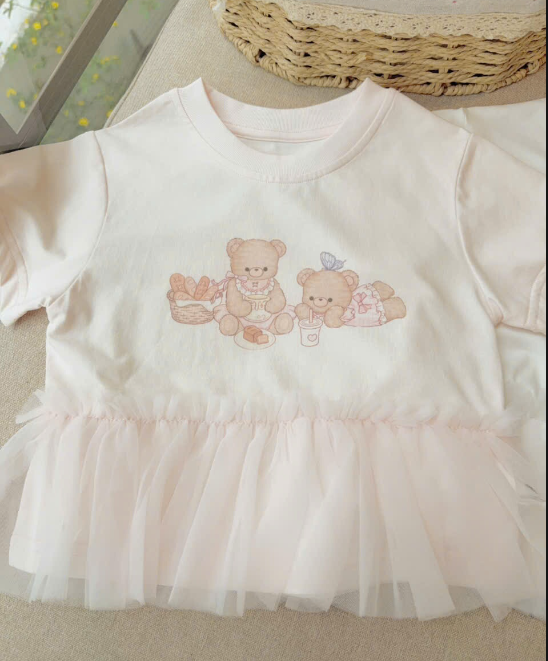 D20 - 5851 -  Áo thun phố voan gấu hồng