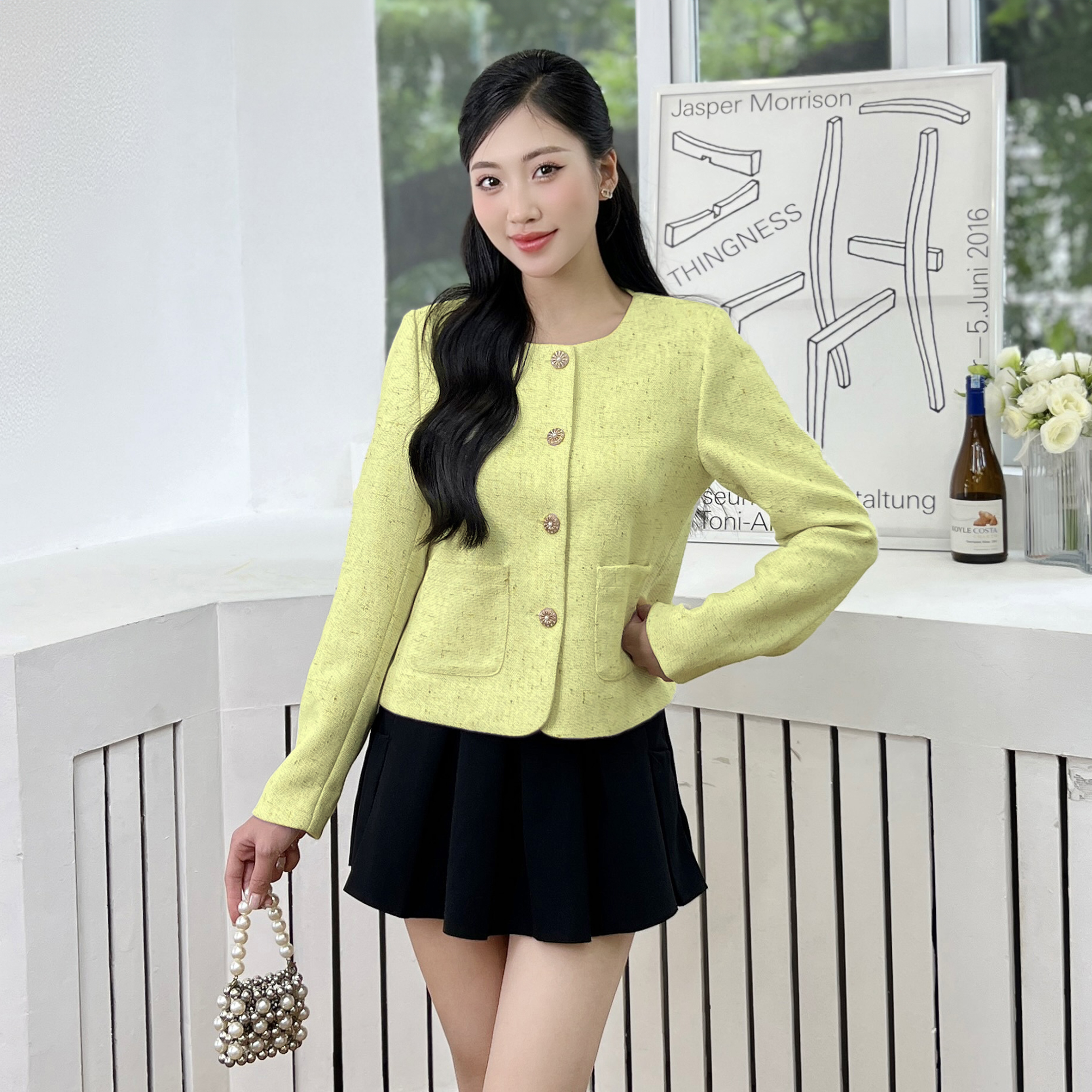 Áo Khoác Dạ Nữ 2 Lớp Narsis Dày Dặn Có Đệm Vai, Thiết Kế Tiểu Thư Thanh Lịch, Nhã Nhặn