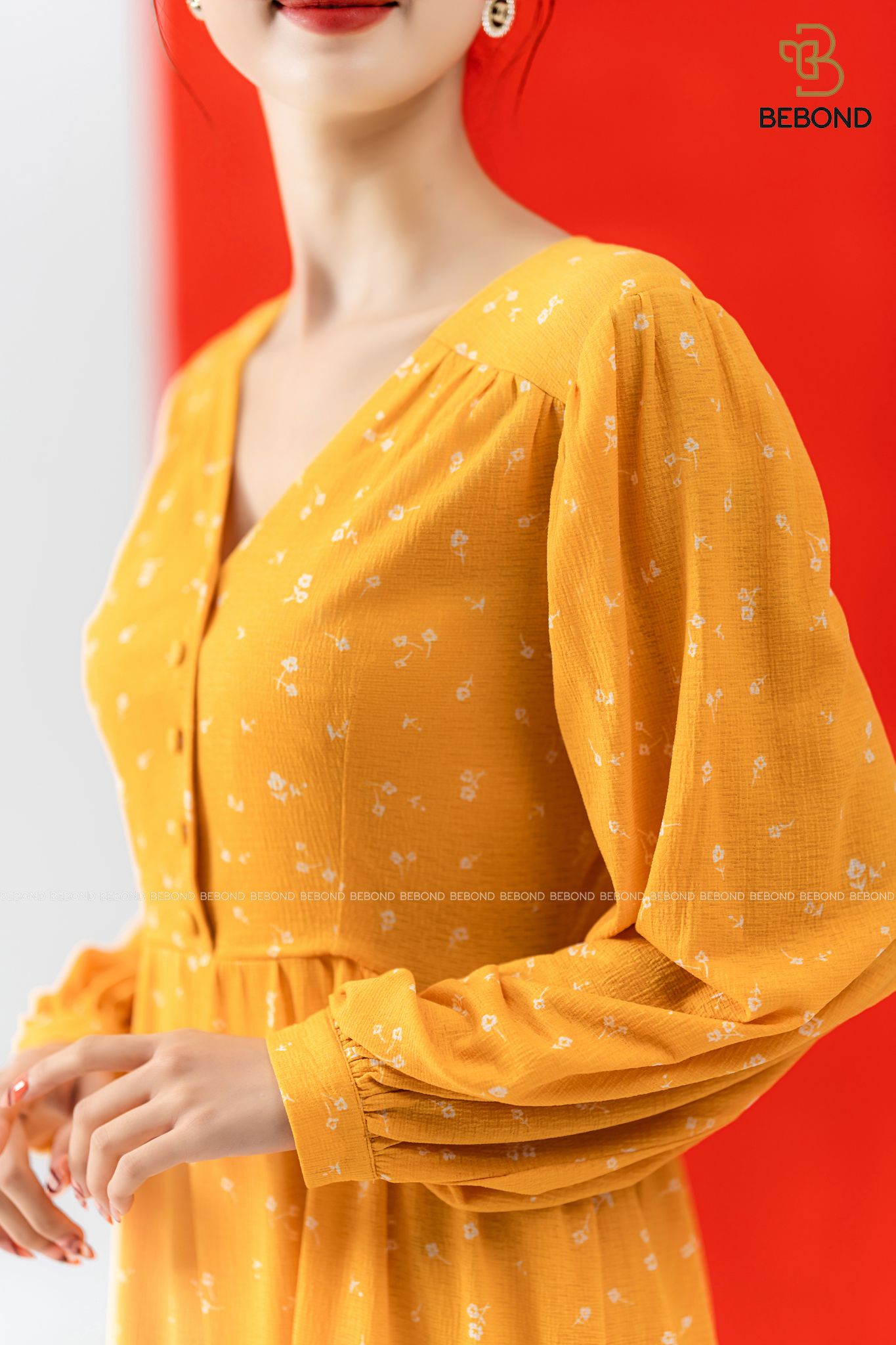 Đầm maxim cổ tim VÀNG HOA TRẮNG- Wendy Dress_thumbnail_3