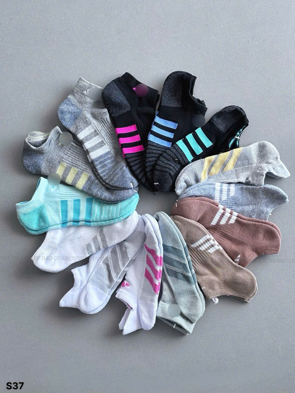 S37 SET 3 ĐÔI TẤT 8 MÀU  (TRỘN LOGO)
