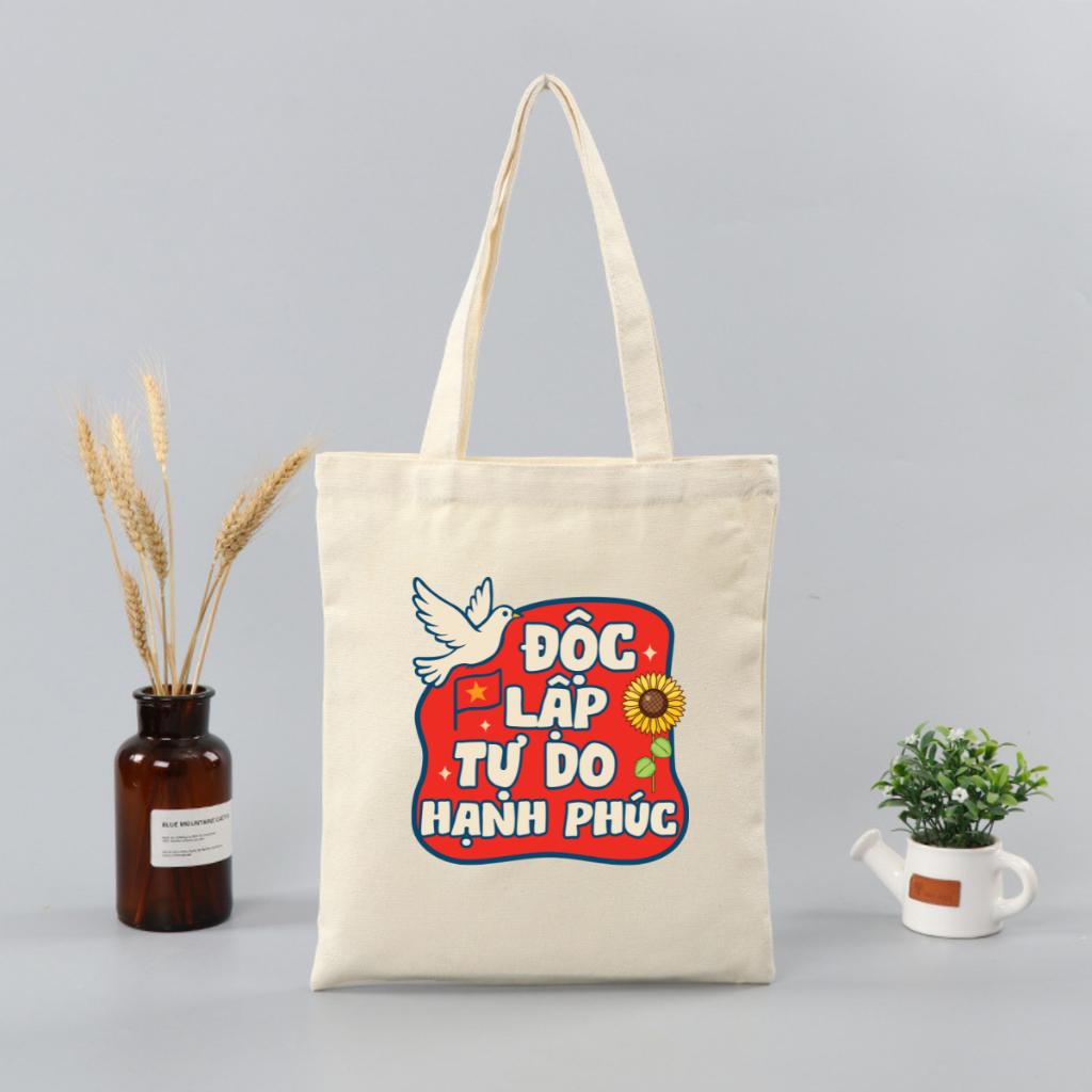Túi Tote Tôi yêu Việt Nam  - Túi vải canvas có túi phụ và khoá kéo đựng vừa A4 và laptop (33x37cm) - TOTE21_thumbnail_9