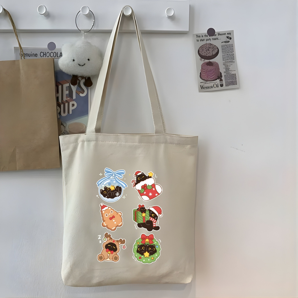 Túi tote vải canvas hình NOEL, Merry Christmas, đeo vai, có khóa kéo và ngăn phụ - WE TEE WTU08_thumbnail_21