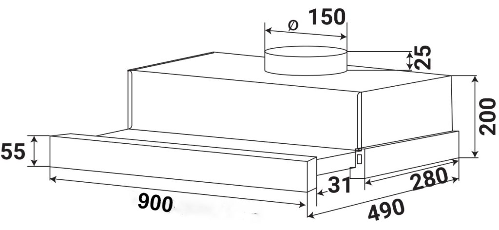 Máy hút mùi âm tủ Kaff KF-TL900ST