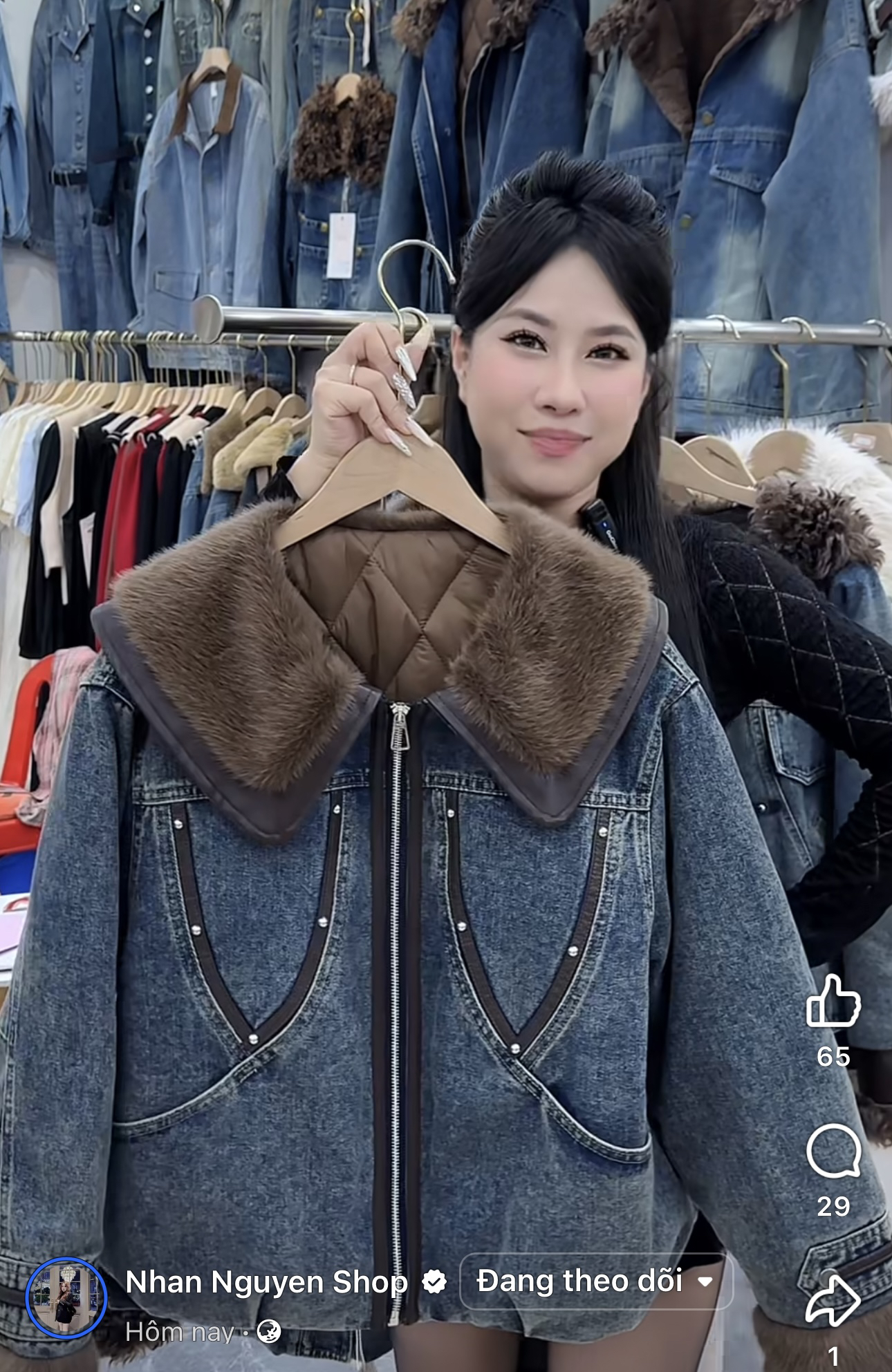 Áo khoác bò cổ lông - V88_thumbnail_0