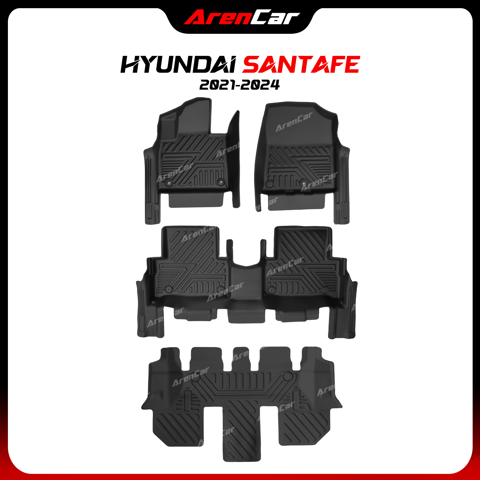 [Aren Car] Thảm Lót Sàn Ô Tô TPE Nhựa Đúc Hyundai Santafe