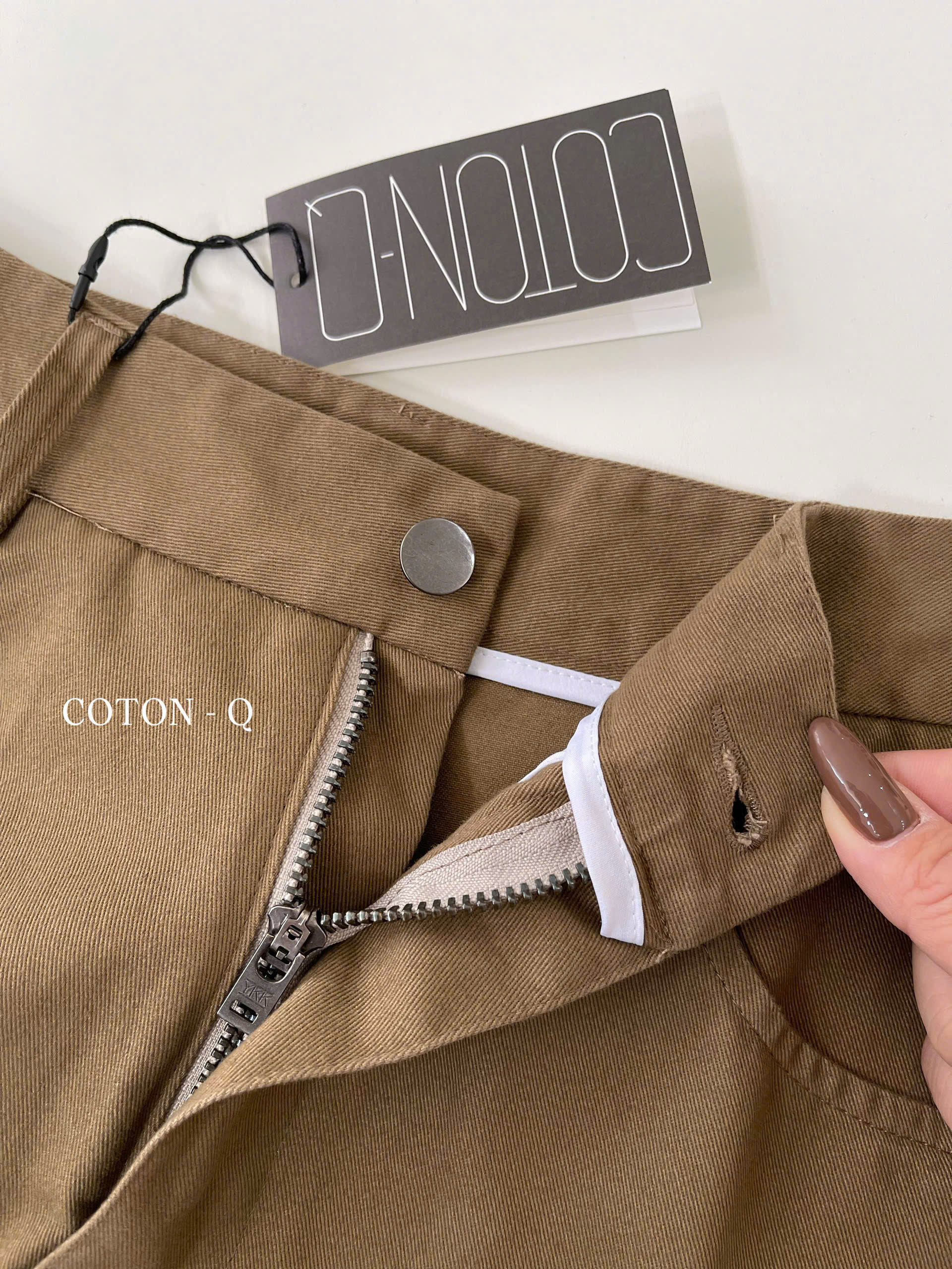 Chân váy dài Coton Q kaki xẻ sau ( BE )_thumbnail_5