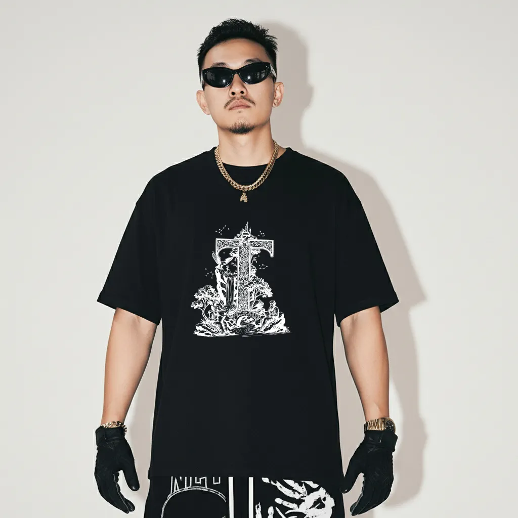 Áo thun nam form rộng Miucho Iconic vải cotton thoáng mát trẻ trung thấm hút tốt in chữ cái T 2765_thumbnail_2