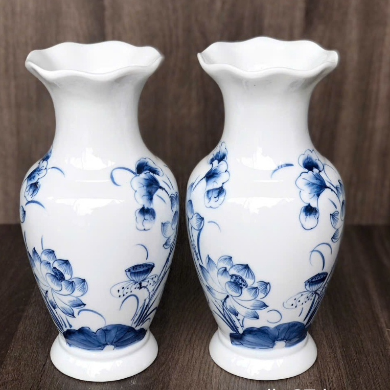 Sen Chàm Vẽ Tay Đồ Thờ Cúng Cao Cấp - Nghệ Nhân Bát Tràng Chế Tác - Bát hương lư hương - bộ đồ cúng_thumbnail_28