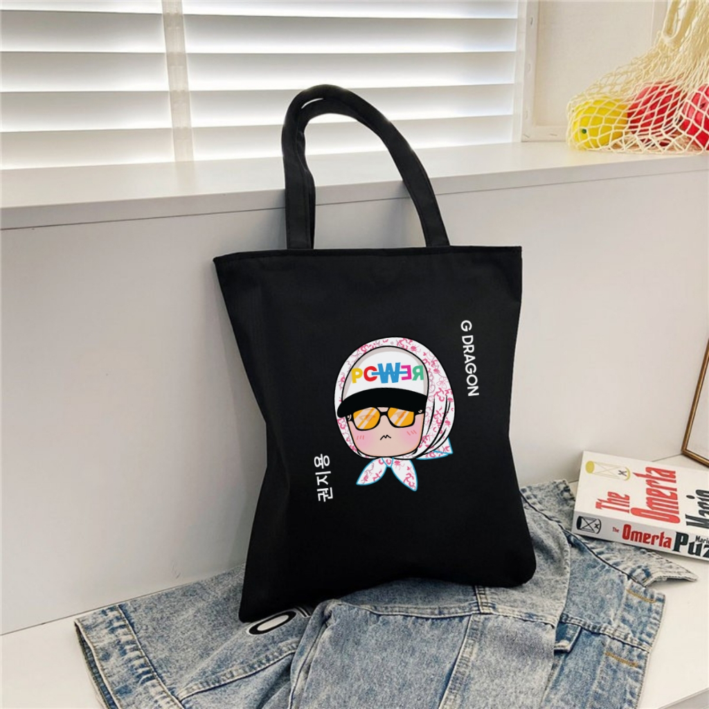 Túi Tote hình G-Dragon - Túi vải canvas có túi phụ và khoá kéo đựng vừa A4 và laptop (33x37cm) - TOTE24_thumbnail_0