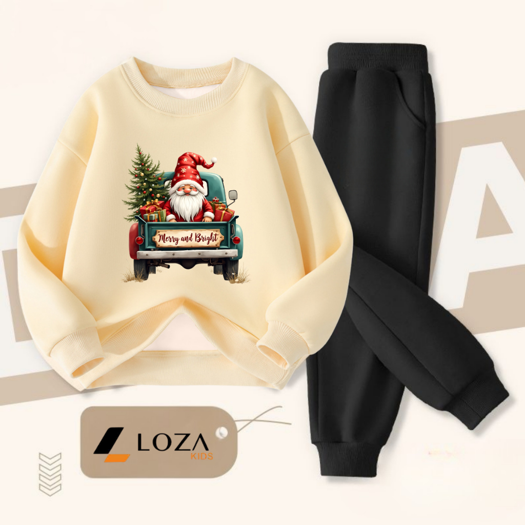 Set bộ nỉ bé trai, bé gái in hình Ông già Noel - Loza Kids BI488_thumbnail_2