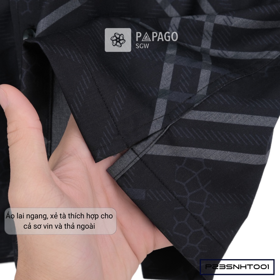 Áo sơ mi nam trung niên PAPAGO tay ngắn lai bầu vải lụa - P23SNHT001_thumbnail_7