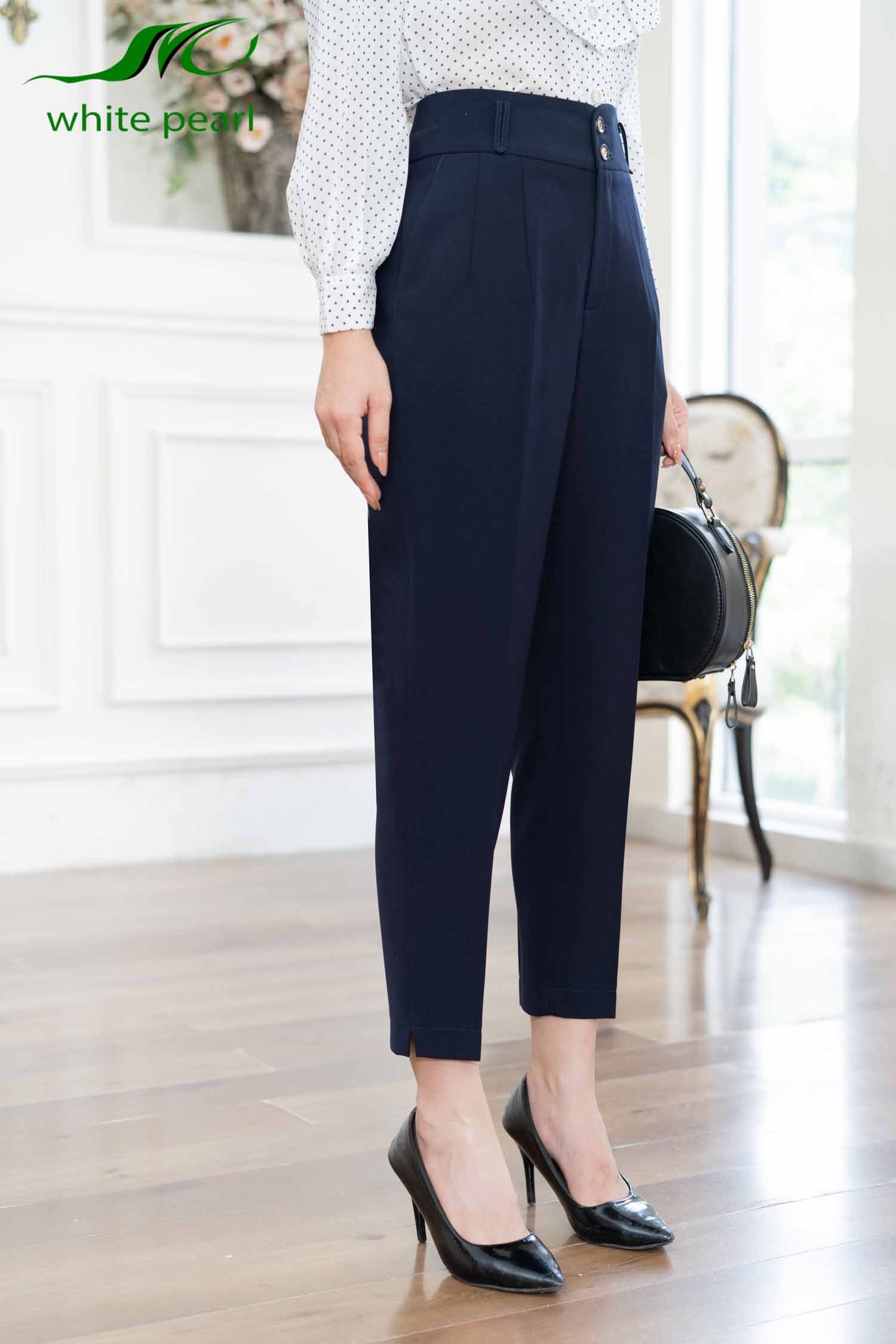 Quần âu nữ dáng baggy cạp 2 cúc thời trang công sở cao cấp White Pearl_thumbnail_5