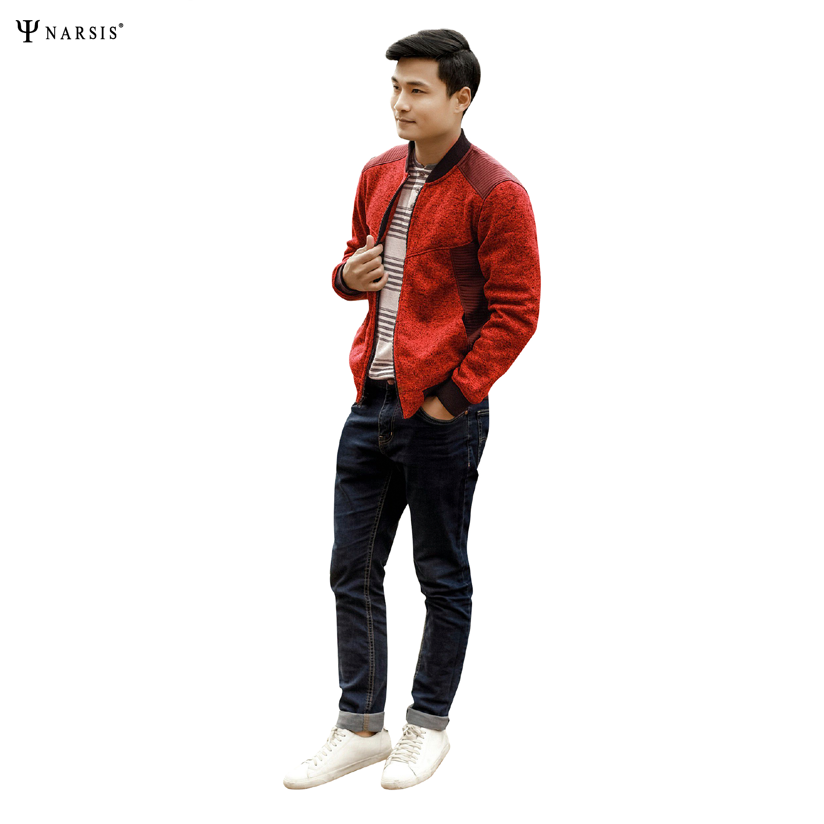 ÁO NAM BOMBER THỂ THAO D7098 NARSIS VẢI LEN COTTON ẤM ÁP, THOÁNG MÁT, GIỮ ẤM TỐT, MỀM MẠI