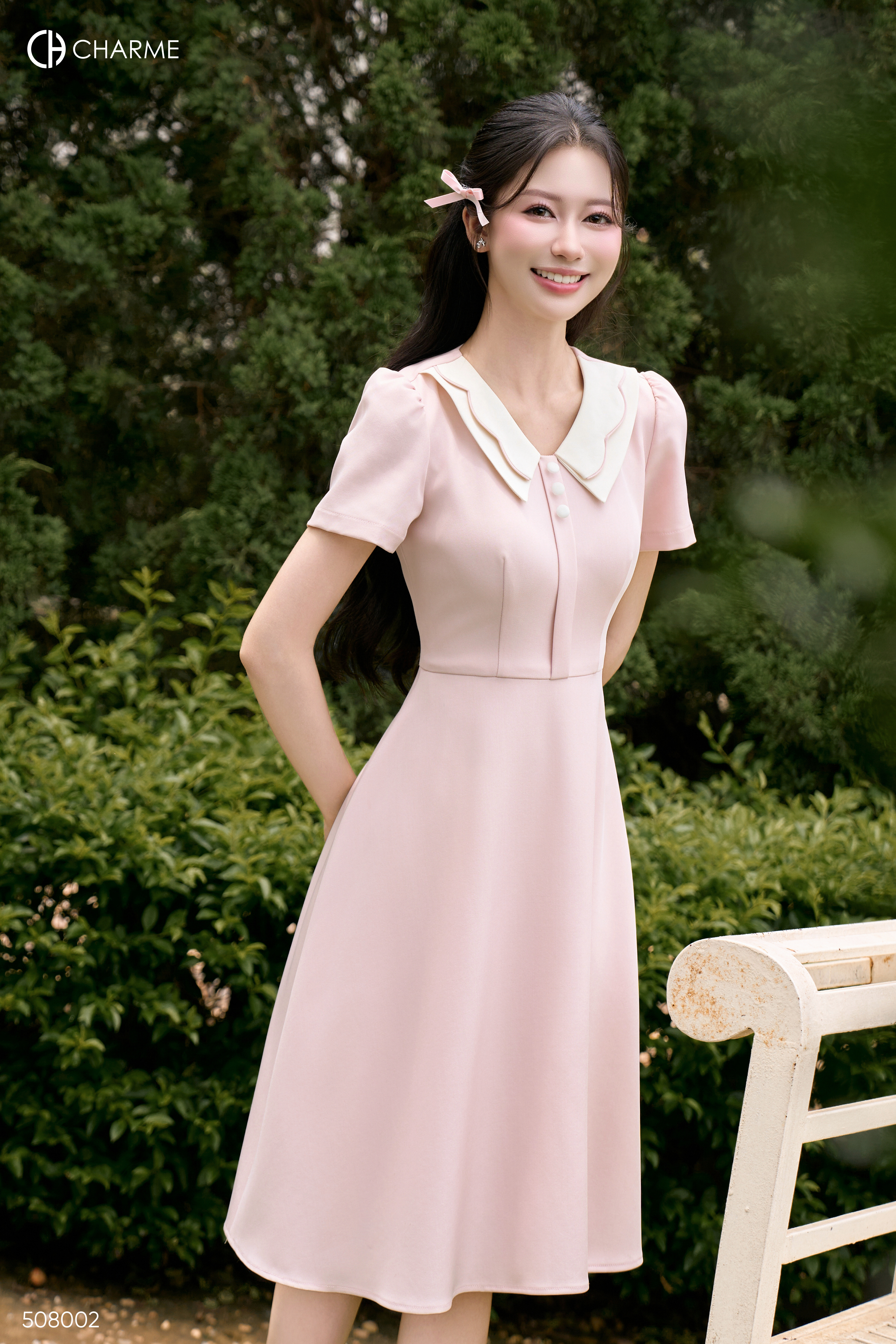 Váy cộc tay cổ 2 lớp viền sóng_thumbnail_3