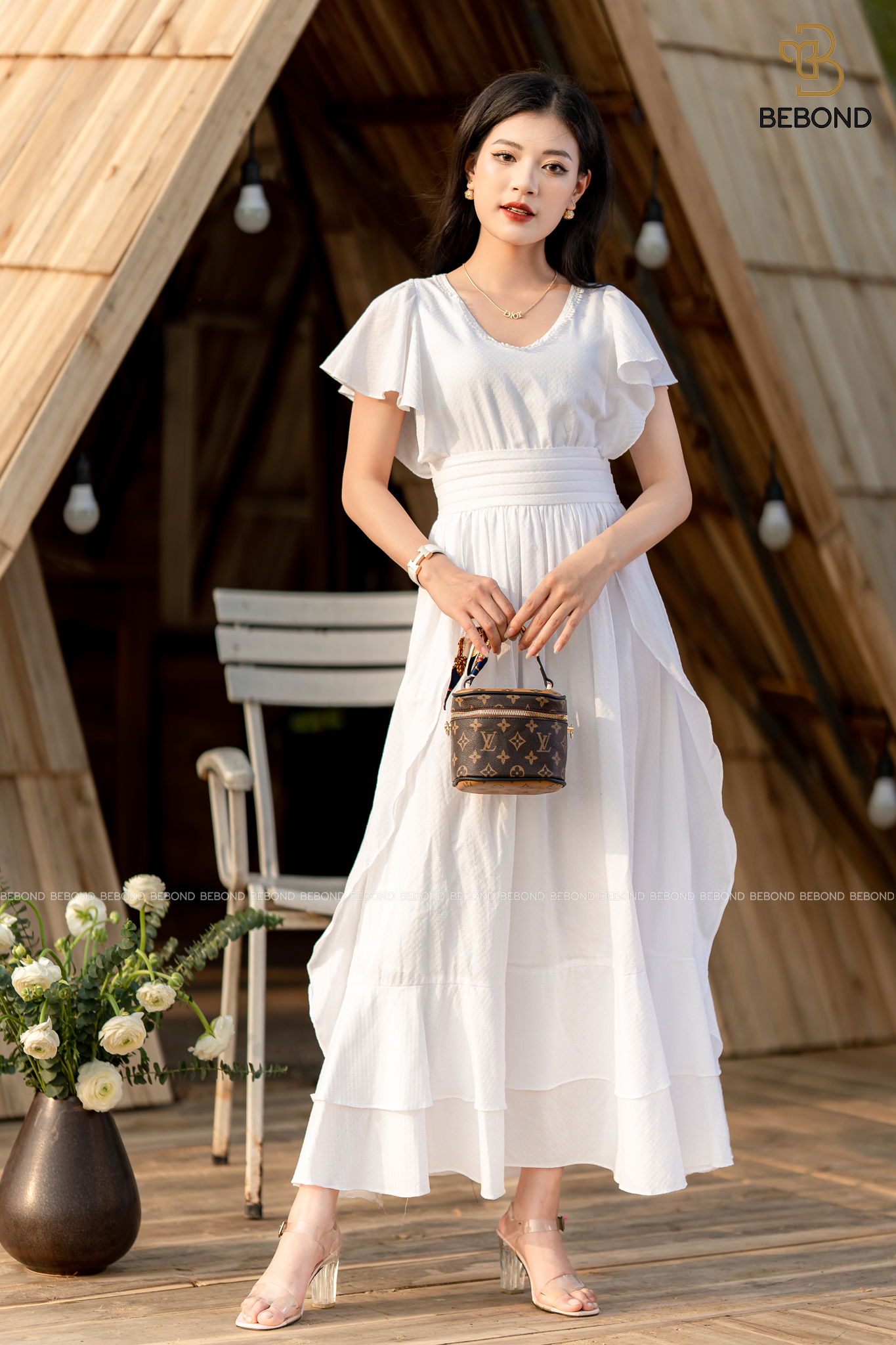 ĐẦM MAXIM TRẮNG CỔ TIM TAY BÈO- LILYBELLE DRESS_thumbnail_3