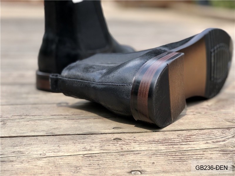 GB236 - Giày Chelsea Nam Da Heo Phong Cách Anh Quốc, Đế Cao Su Thoáng Khí, Màu Đen Kaki_thumbnail_11