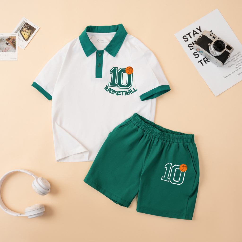Bộ đồ polo bé trai in hình '10 Basketball' - Loza Kids BM252_thumbnail_0