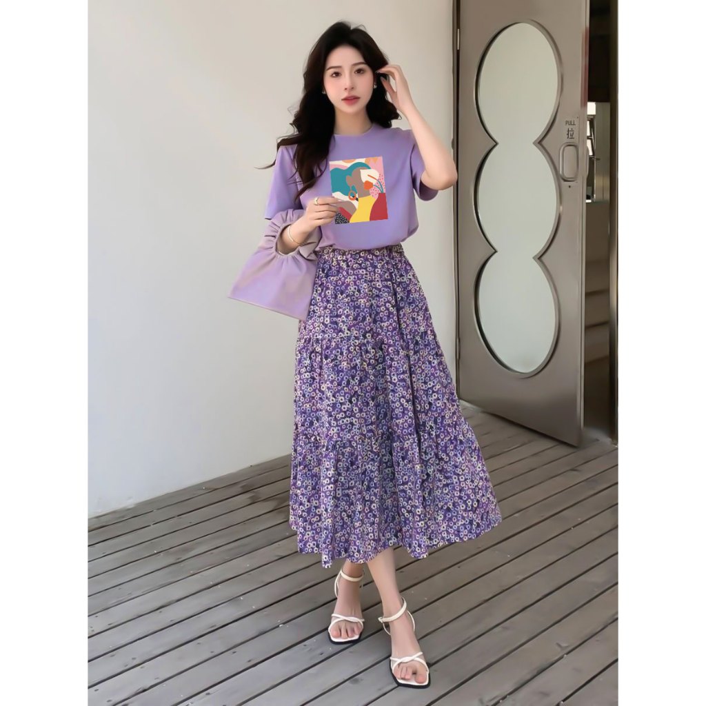 Áo thun nữ form vừa regular màu tím pastel cực xinh ARD1112 Miucho Chic in artwork_thumbnail_2