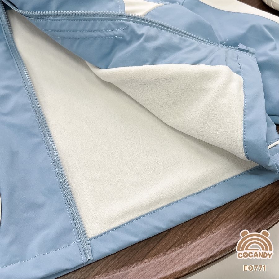 Áo khoác gió XANH DƯƠNG lót lông nẹp be 2 vai_thumbnail_4